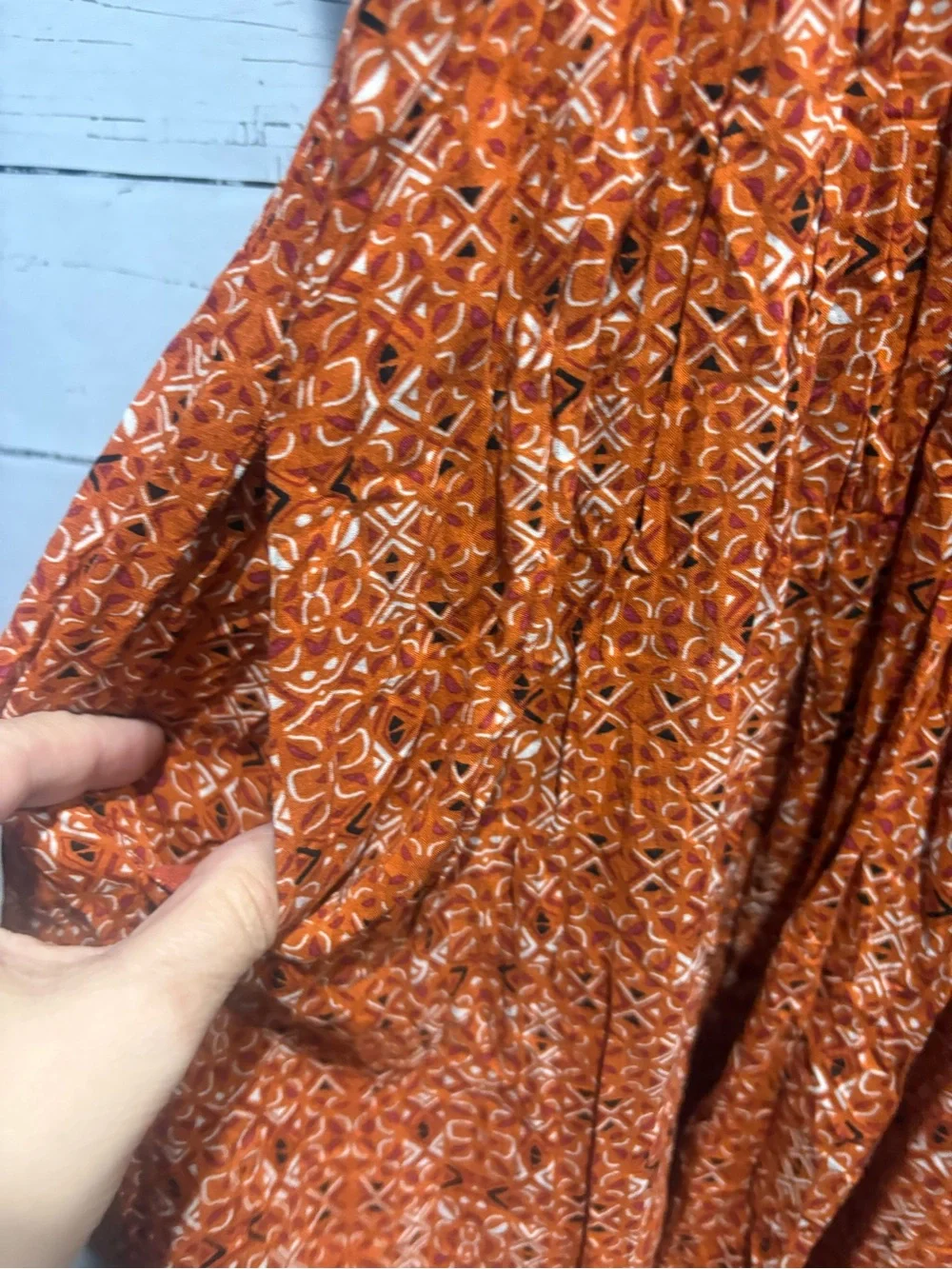 Free People Sundown Orange Geometric Print Babydoll Tunic / Mini Dress